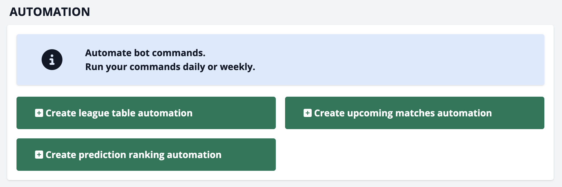 Automations to choose from