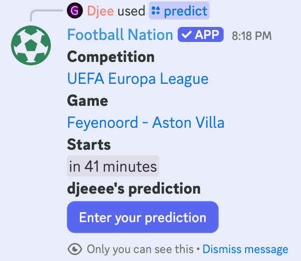 Voetbal pronostiek spel in Discord